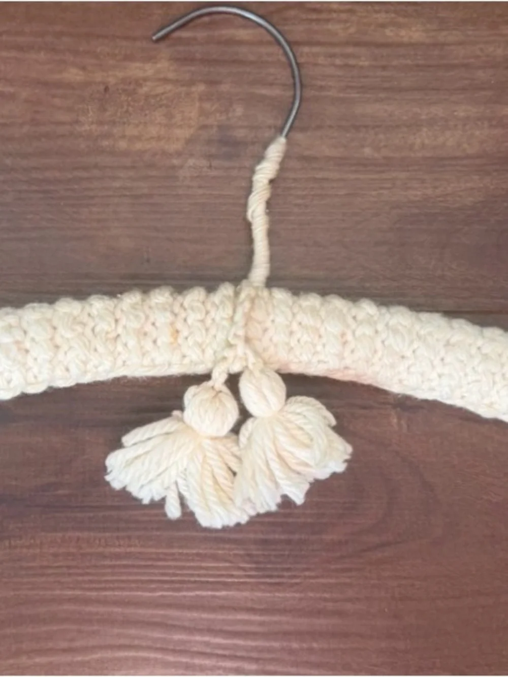 Vintage Crochet Coated Clothes Hangers Lot of 3 Retro Boho Tassel